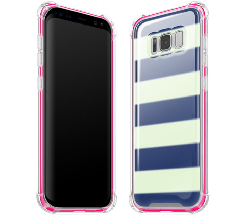 Nautical Striped / Neon Pink <br>Samsung S8 PLUS - Glow Gel case combo