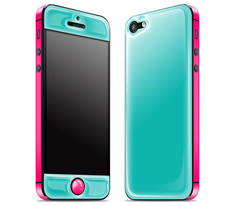 Teal / Neon Pink <br>iPhone 5 - Glow Gel Combo