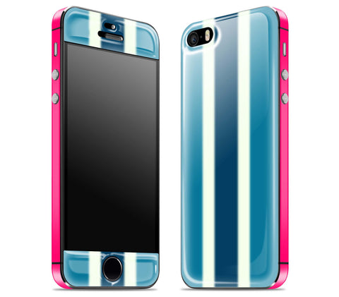 Blue Striped / Neon Pink <br>iPhone 5s - Glow Gel Combo