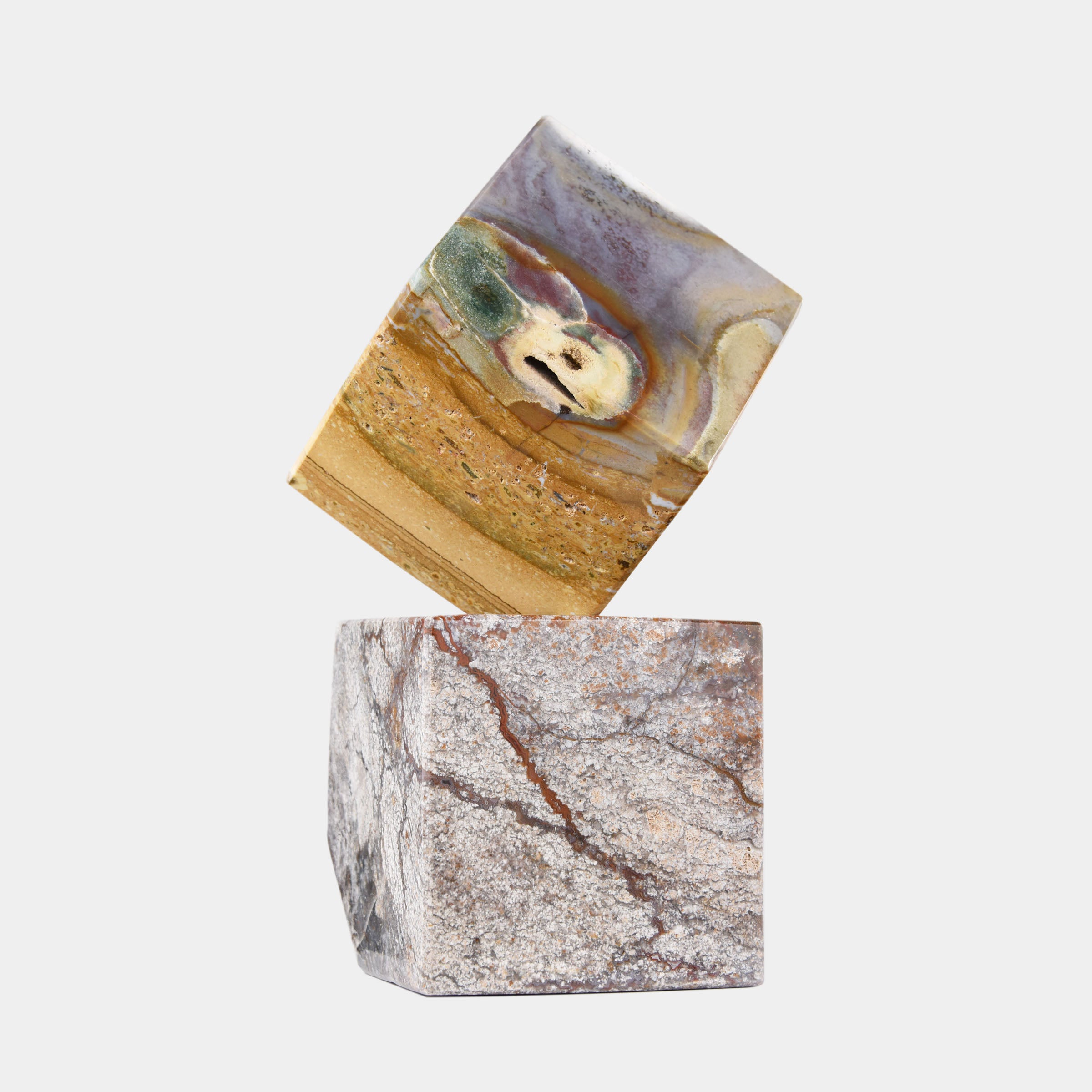 Golden Ochre Marble Cube Set - Large