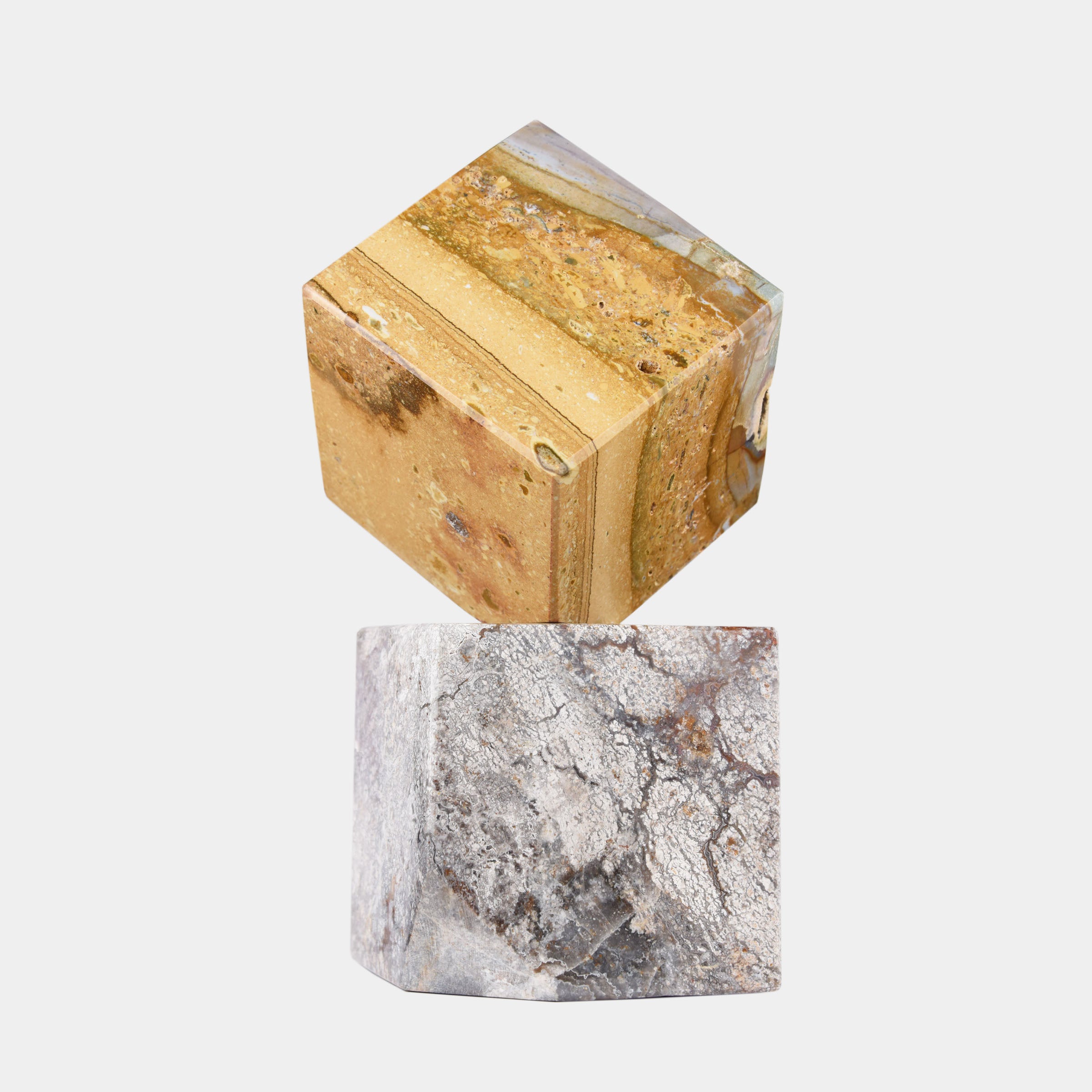 Golden Ochre Marble Cube Set - Large