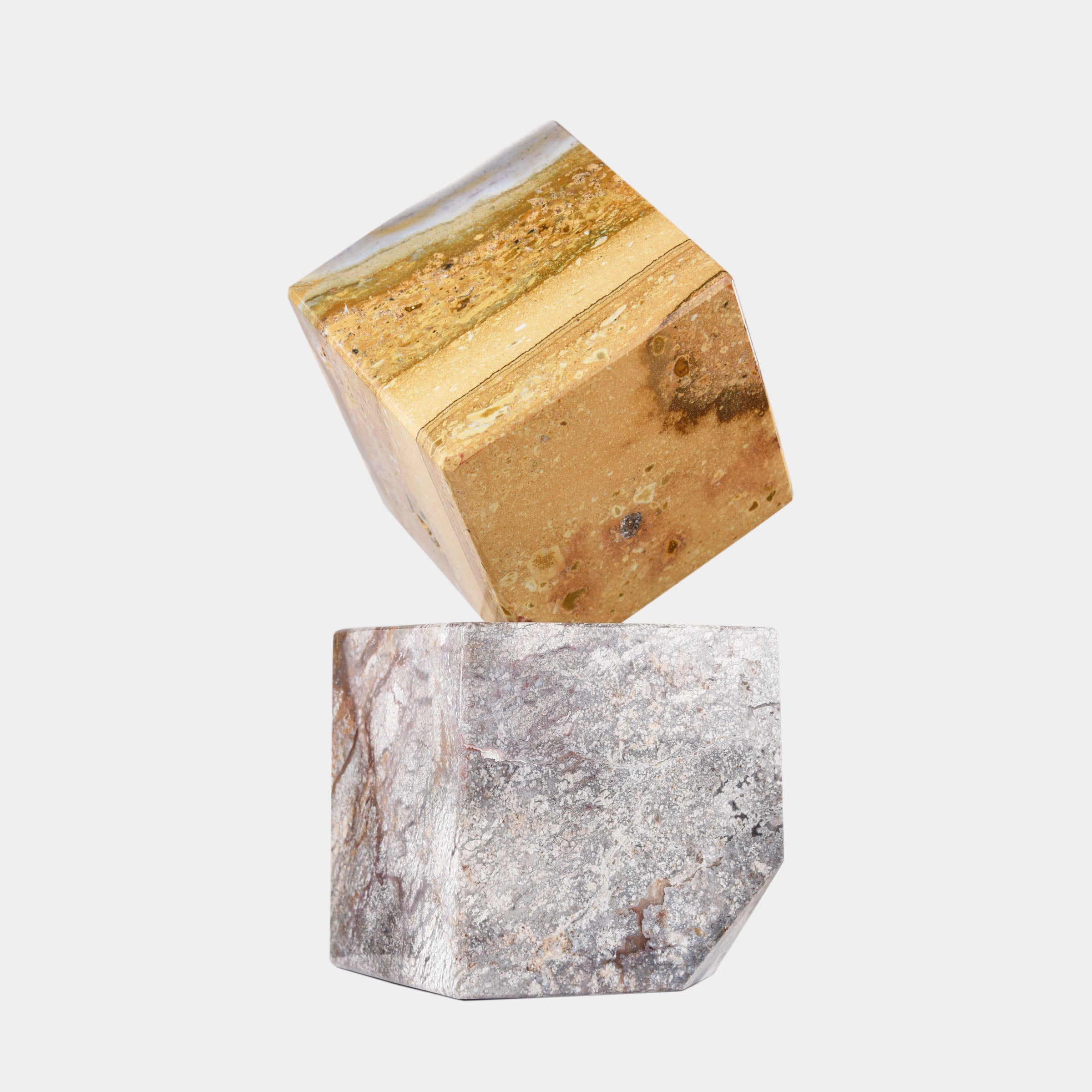 Golden Ochre Marble Cube Set - Large