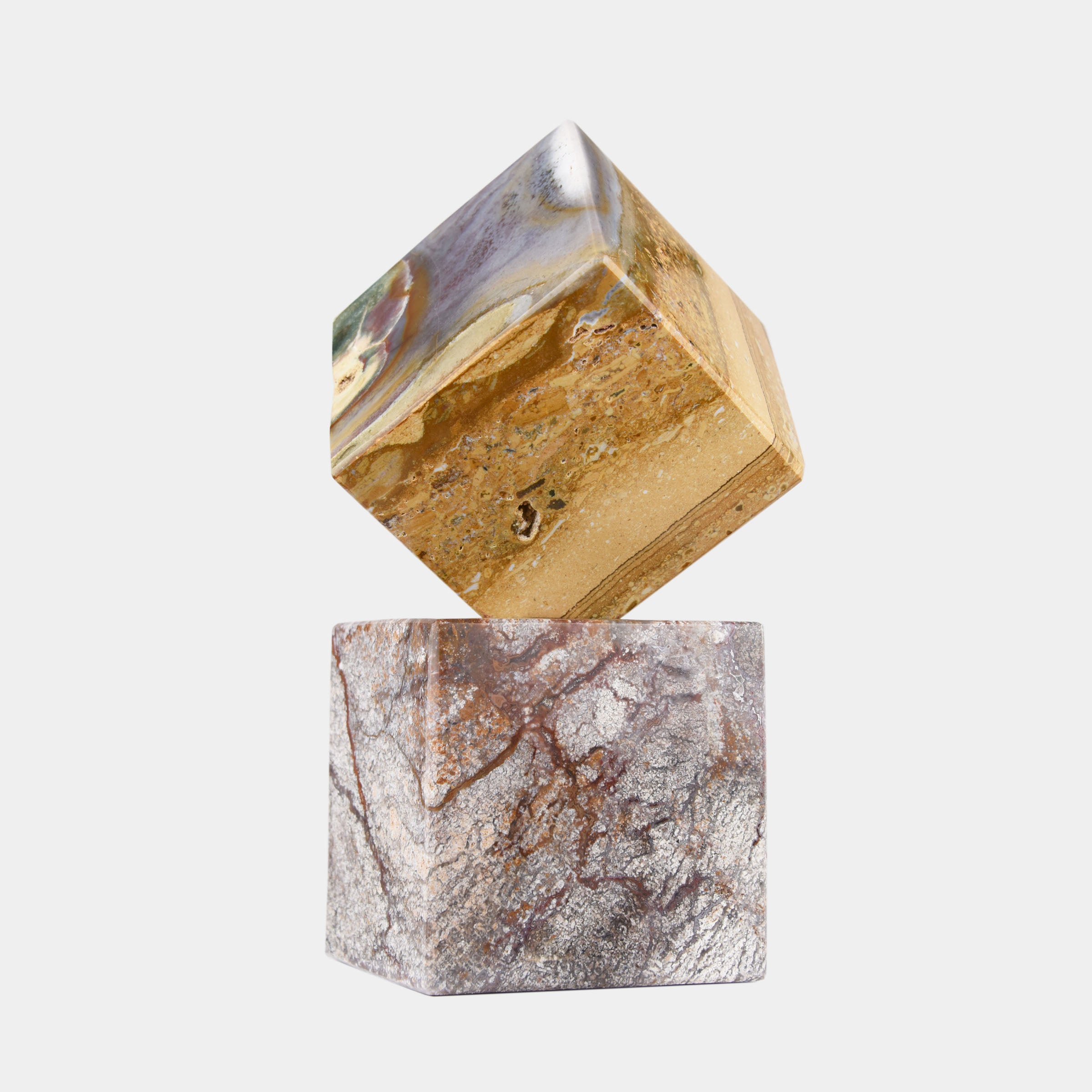 Golden Ochre Marble Cube Set - Large
