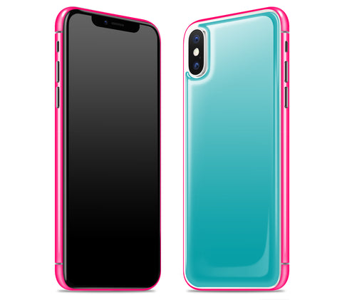 Teal / Neon Pink <br>iPhone X - Glow Gel Combo