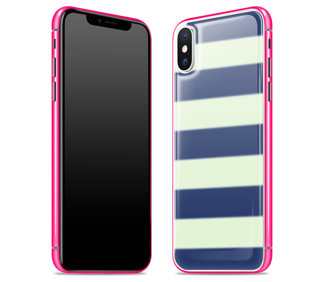 Nautical Striped / Neon Pink <br>iPhone X - Glow Gel Combo