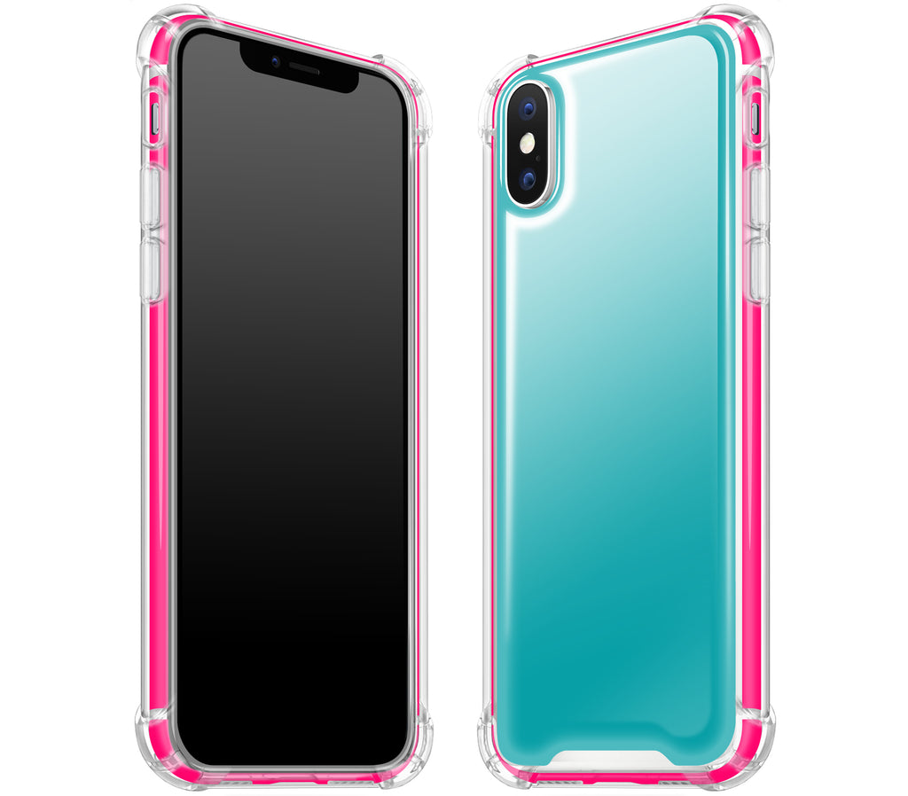 Teal / Neon Pink <br>iPhone X - Glow Gel case combo