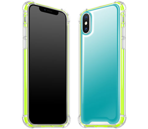 Teal / Neon Yellow <br>iPhone X - Glow Gel case combo