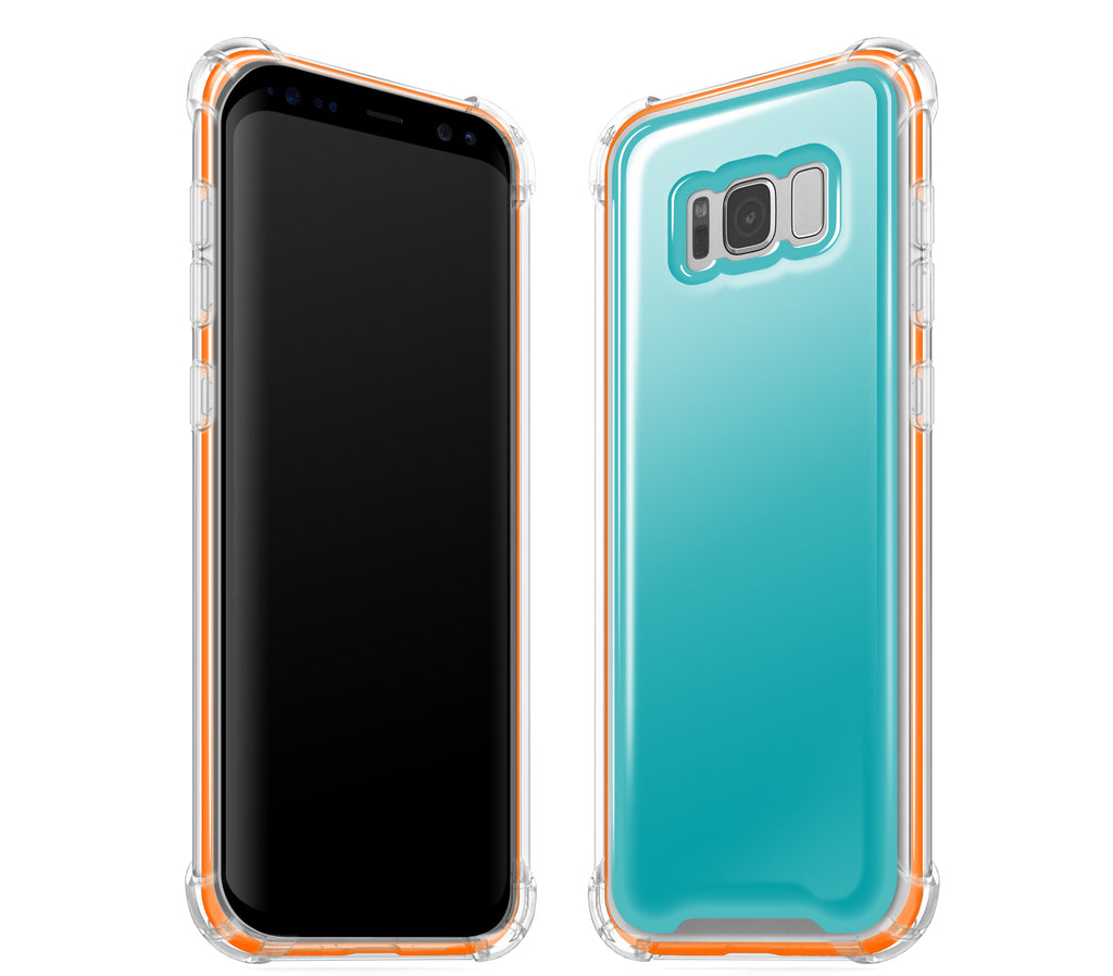 Teal / Neon Orange <br>Samsung S8 - Glow Gel case combo