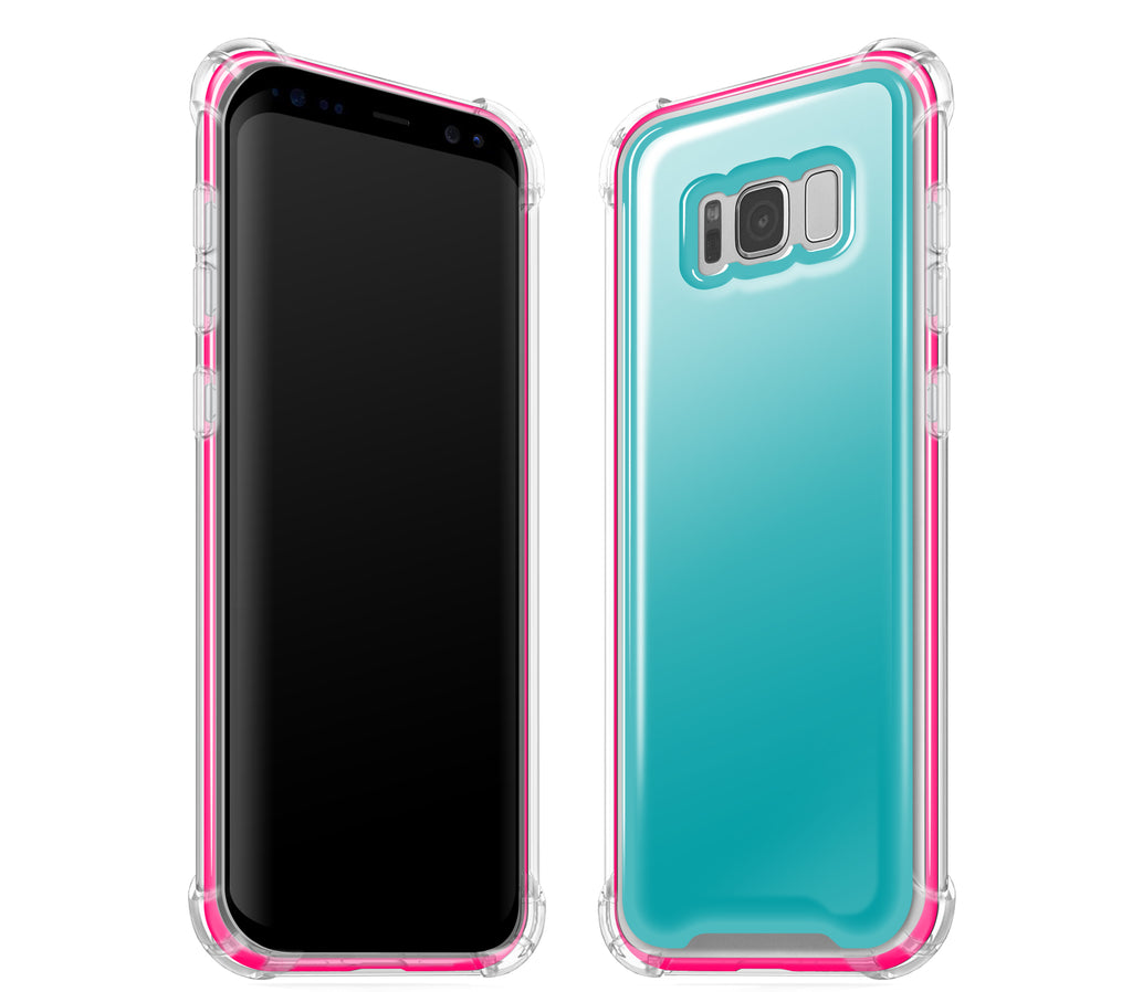Teal / Neon Pink <br>Samsung S8 - Glow Gel case combo