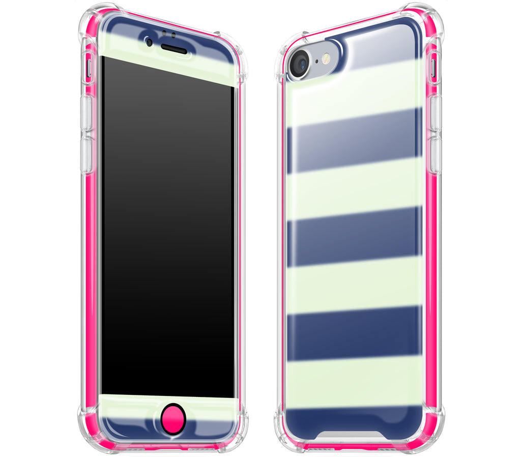 Nautical Striped / Neon Pink <br>iPhone 7/8 - Glow Gel case combo