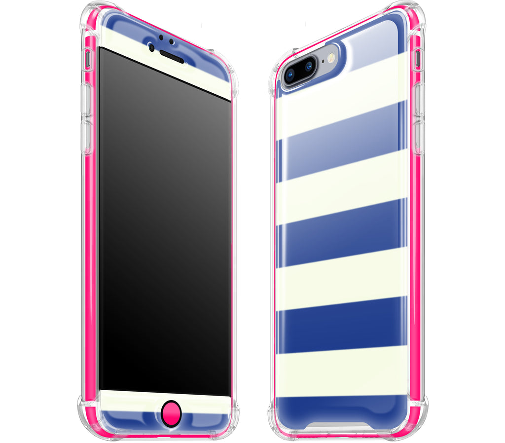 Nautical Striped / Neon Pink <br>iPhone 7/8 PLUS - Glow Gel case combo