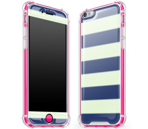 Nautical Striped / Neon Pink <br>iPhone 6/6s - Glow Gel case combo