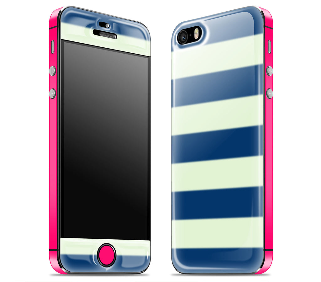 Nautical Striped / Neon Pink <br>iPhone SE - Glow Gel Combo