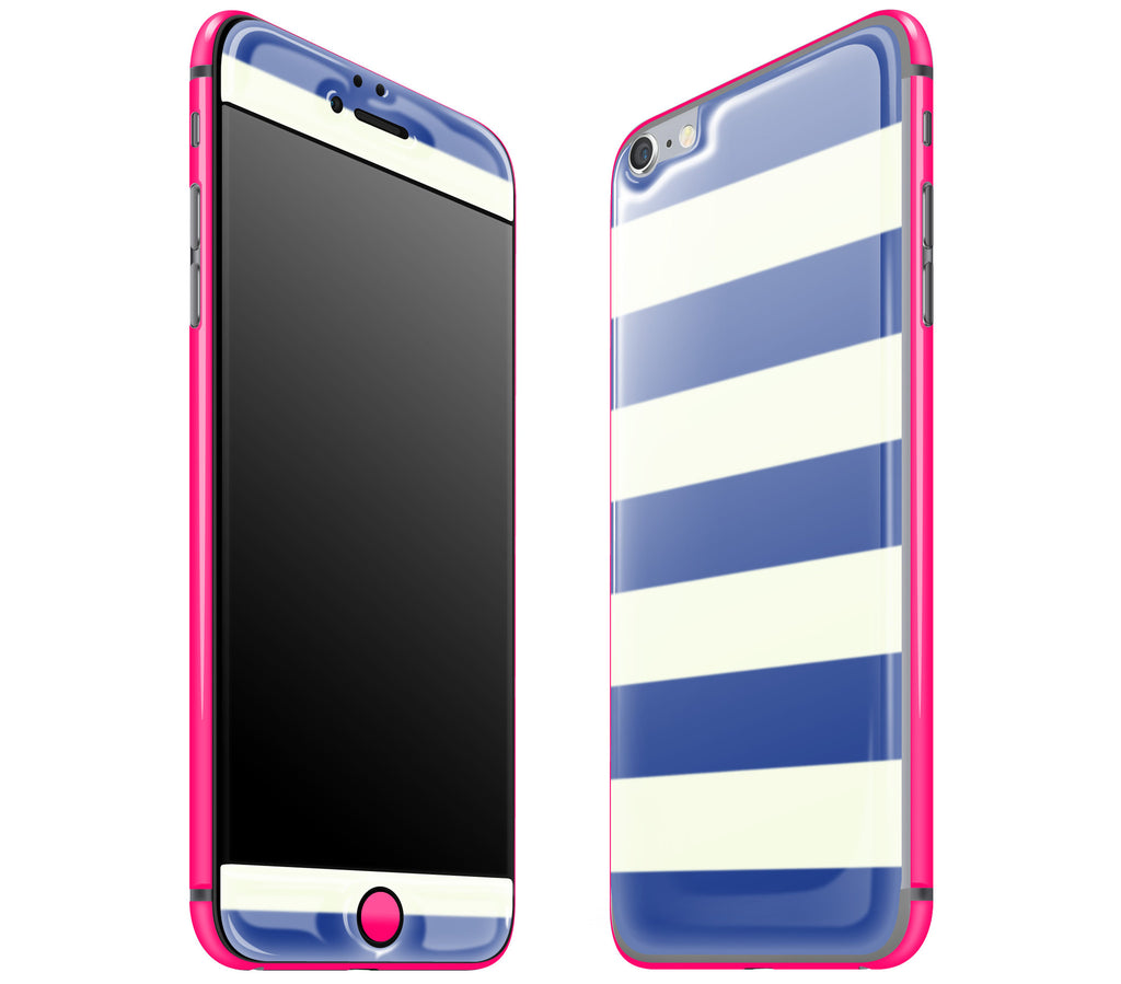 Nautical Striped / Neon Pink <br>iPhone 6/6s Plus - Glow Gel Combo