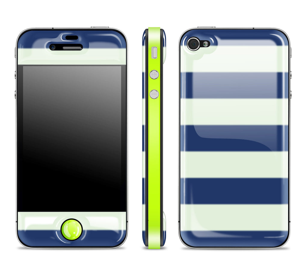 Nautical Striped / Neon Yellow<br> Glow Gel skin - iPhone 4 / 4s