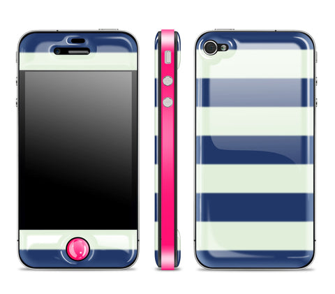Nautical Striped / Neon Pink<br> Glow Gel skin - iPhone 4 / 4s