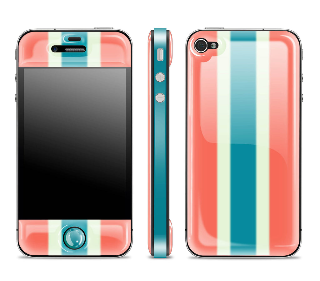 Peach Striped / Teal<br> Glow Gel skin - iPhone 4 / 4s