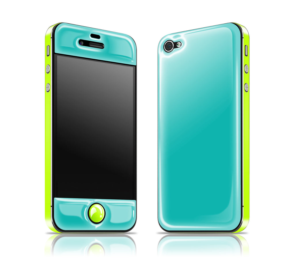 Teal / Neon Yellow<br> Glow Gel skin - iPhone 4 / 4s