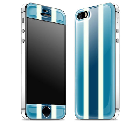 Blue Striped / White <br>iPhone 5s - Glow Gel Combo