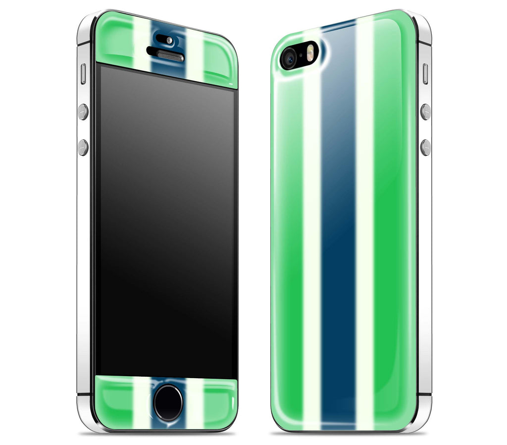 Green Striped / White <br>iPhone 5s - Glow Gel Combo