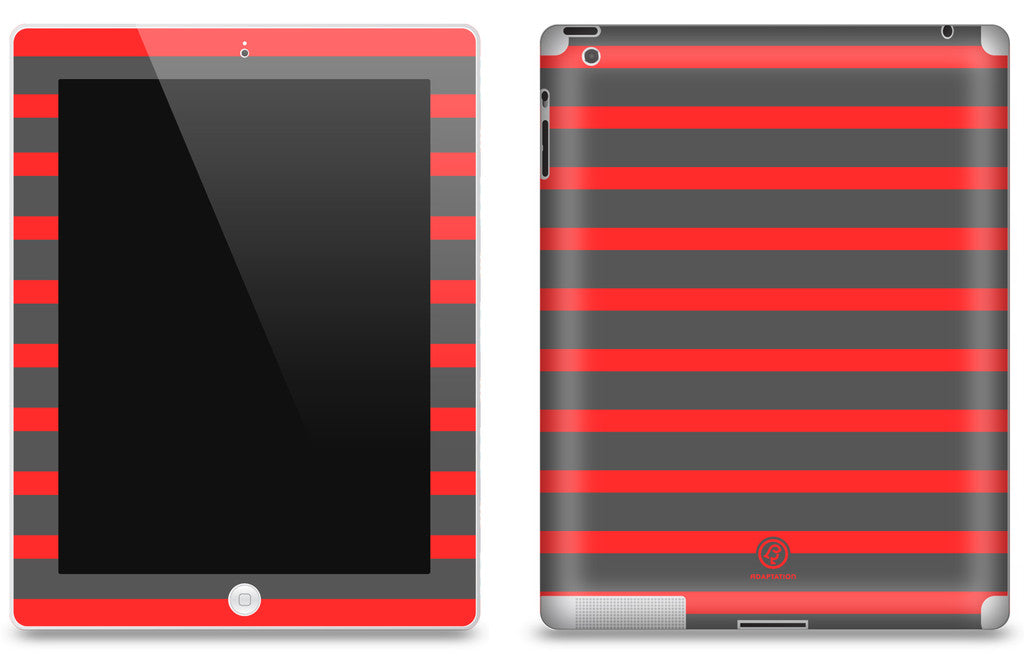 Grey & Red Striped <br>Matte Skin - iPad 2 & 3